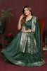 Dark Green Silk Blend Saree Silver Zari Woven Border Rich Pallu