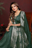 Dark Green Silk Blend Saree Silver Zari Woven Border Rich Pallu