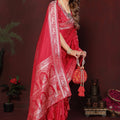 Red Silk Blend Saree with Silver Zari Woven Border Designer Pallu
