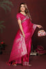 Rani Pink Silk Blend Saree Silver Zari Woven Border Rich Pallu