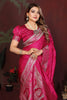 Rani Pink Silk Blend Saree Silver Zari Woven Border Rich Pallu