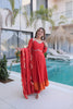 Designer Red Embroidered Chanderi Wedding Wear Anarkali Suit with Matching Dupatta