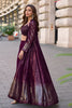 Elegant Wine Georgette Embroidered Party Wear Palazzo Set With Jacket