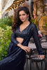 Stylish Navy Blue Georgette Embroidered Party Wear Palazzo Set With Jacket
