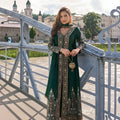 Elegant Green Chinon Embroidered Wedding Wear Anarkali Suit with Dupatta
