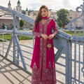 Stunning Rani Pink Chinon Embroidered Anarkali Suit with Dupatta for Wedding