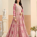 Lovely Pink Faux Georgette Embroidered Semi-Stitched Anarkali Suit with Dupatta
