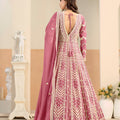 Lovely Pink Faux Georgette Embroidered Semi-Stitched Anarkali Suit with Dupatta
