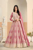 Lovely Pink Faux Georgette Embroidered Semi-Stitched Anarkali Suit with Dupatta