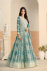Fancy Teal Green Faux Georgette Embroidered Semi-Stitched Anarkali Suit with Dupatta