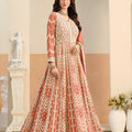 Vibrant Orange Faux Georgette Embroidered Semi-Stitched Anarkali Suit with Dupatta