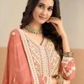 Vibrant Orange Faux Georgette Embroidered Semi-Stitched Anarkali Suit with Dupatta