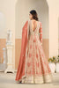 Vibrant Orange Faux Georgette Embroidered Semi-Stitched Anarkali Suit with Dupatta