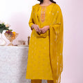 Fancy Mustard Yellow Poly Silk Embroidered Readymade Salwar Suit with Dupatta for Women