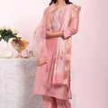 Stylish Peach Poly Silk Embroidered Readymade Salwar Suit with Dupatta for Women