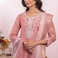 Stylish Peach Poly Silk Embroidered Readymade Salwar Suit with Dupatta for Women