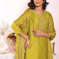 Unique Olive Green Poly Silk Embroidered Readymade Salwar Suit with Dupatta for Women
