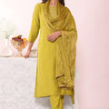 Unique Olive Green Poly Silk Embroidered Readymade Salwar Suit with Dupatta for Women