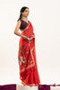 Red Floral Printed Saree Golden Border Traditional Saree