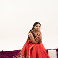 Red Floral Printed Saree Golden Border Traditional Saree
