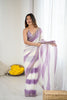 Lavender White Tie-Dye Saree Sequin Border Party Wear Saree