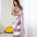 Lavender White Tie-Dye Saree Sequin Border Party Wear Saree