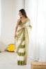 Olive Green Cream Tie-Dye Saree Sequin Border Party Wear Saree