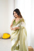 Olive Green Cream Tie-Dye Saree Sequin Border Party Wear Saree