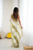 Olive Green Cream Tie-Dye Saree Sequin Border Party Wear Saree