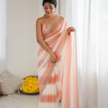 Peach Cream Tie-Dye Saree with Sequin Border Party Wear Saree