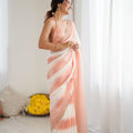 Peach Cream Tie-Dye Saree with Sequin Border Party Wear Saree