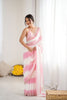 Pink White Tie-Dye Saree Sequin Border Designer Party Wear Saree