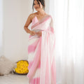 Pink White Tie-Dye Saree Sequin Border Designer Party Wear Saree