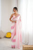 Pink White Tie-Dye Saree Sequin Border Designer Party Wear Saree