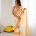 Golden Peach Ombre Designer Saree Zari Border Party Wear