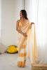 Golden Peach Ombre Designer Saree Zari Border Party Wear