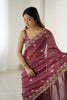 Maroon Designer Saree Gold Embroidered Border Party Wear Saree