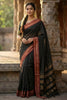 Black Traditional Silk Saree with Red Gold Zari Border Saree