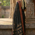 Black Traditional Silk Saree with Red Gold Zari Border Saree