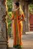 Orange Traditional Silk Saree with Green Zari Border Saree