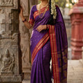 Purple Traditional Silk Saree with Red Gold Zari Border Saree