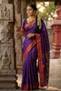 Purple Traditional Silk Saree with Red Gold Zari Border Saree