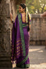 Purple Silk Saree with Green Gold Zari Border Traditional Saree