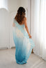 Sky Blue Ivory Ombre Organza Saree with Floral Embroidery Border