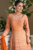 Stylish Orange Georgette Embroidered Readymade Gown with Dupatta for Wedding