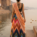 Superb Multicolor Printed Art Silk Embroidered Semi-Stitched Wedding Wear Lehenga Choli with Dupatta