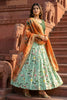 Awesome Mint Green Printed Art Silk Embroidered Semi-Stitched Wedding Wear Lehenga Choli with Dupatta