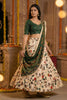 Charming Cream Art Silk Embroidered Lehenga Choli with Green Blouse and Dupatta