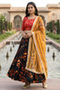 Stylish Black Art Silk Embroidered Lehenga Choli with Red Blouse and Dupatta