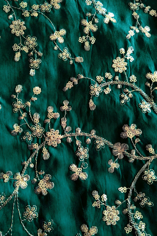 Stylish Cream Art Silk Embroidered Lehenga Choli with Teal Green Blouse and Dupatta